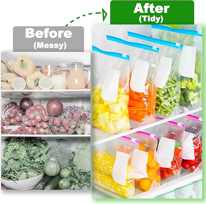 70 Pcs Food Storage Freezer Bags, Zip Lock Bags, Reusable Ziplock Sandwich Bag with Expandable Bottom, Heavy Duty Zip Seal Food Bag for Fruits, Vegetables, Meat, Grains, Snacks