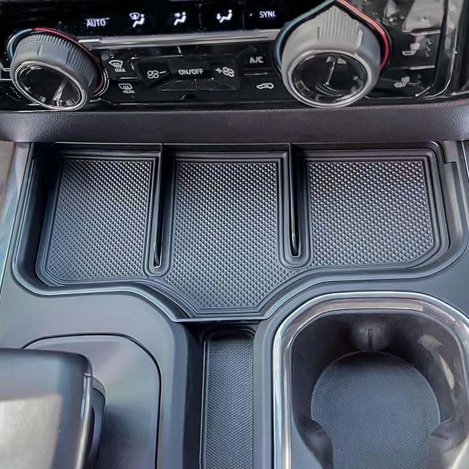 Center Console Organizer for 2023-2026 Chevy Silverado 1500 Accessories | Silverado Middle Insert Tray, Console Cubby Cover, Interior Accessories, Non-Slip Mats, Fits Full Console w/Bucket Seats ONLY