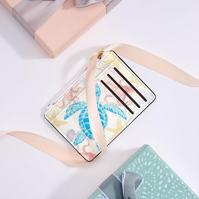 Tipmile Womens Credit Card Holder Wallet, Small Slim RFID Blocking Sleeve | Mini Tiny Cute ID Case, Minimalist Zipper Pocket Wallet, Thin Coin Purse, Mothers Gift