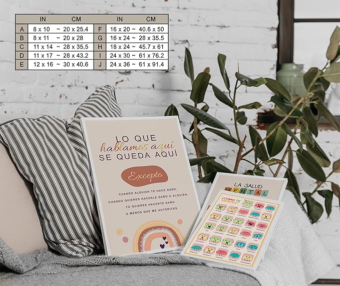 LOLUIS Mental Health Poster, La Salud Mental Spanish Learning Tools Educational Supplies Art Print (Psicoterapia Terapia, Custom Frame Type)
