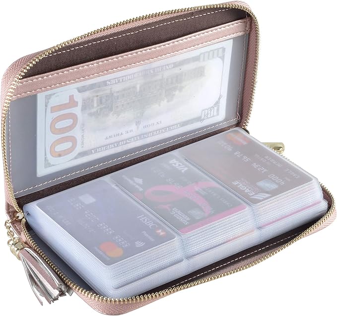 Easyoulife Credit Card Holder Wallet Womens Zipper Leather Case Purse RFID Blocking