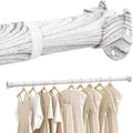 Closet Rod 17-63 Inches，1.3 Inch Diameter Heavy-Duty Adjustable Closet Rods for Hanging Clothes Closet Hanging Rod Metal Closet Poles for Wardrobes Laundry RV Bathroom（White Wood Grain Finish）