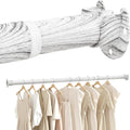 Closet Rod 17-51 Inches，1.3 Inch Diameter Heavy-Duty Adjustable Closet Rods for Hanging Clothes Closet Hanging Rod Metal Closet Poles for Wardrobes Laundry RV Bathroom（White Wood Grain Finish）