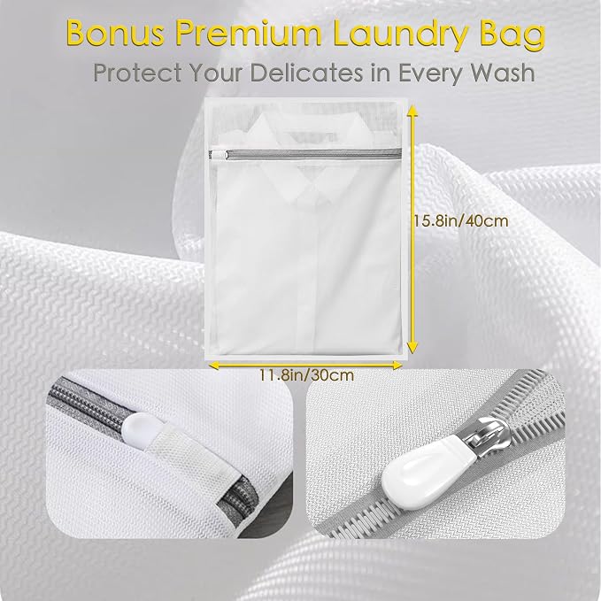 Hat & Purse Hanger with Laundry Bag (2 Hooks + 1 Bag) - Gold Metal S Hooks for Closet, Baseball Caps, Scarves, Belts, Handbags - Space Saving Wardrobe Storage Set