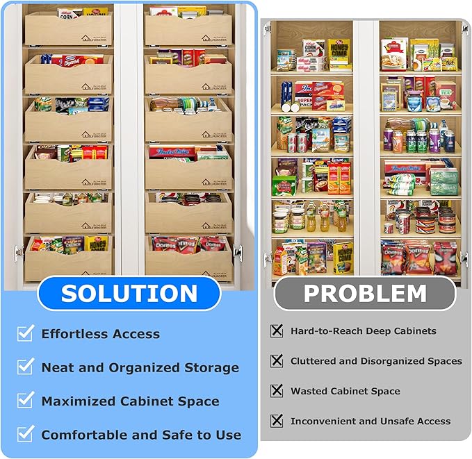 WelFurGeer Soft Close Pull Out Drawers for Kitchen Cabinets, 26" W x 21" D Pull Out Cabinet Organizer, Cabinet Drawers Slide Out, Slide Out Drawers for Kitchen Cabinets, Cabinet Pull Out Shelves