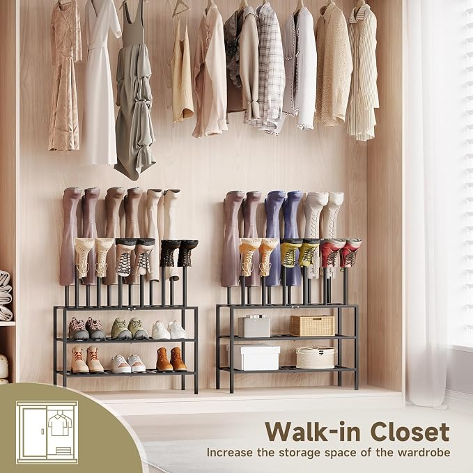 Detachable Boot Rack For Tall Boots Organizer,Outdoor Shoe Rack Storage | 3-Tier Multiuse Shoe Rack For Tall Boots,Closet Organizers And Entryway Storage,Suitable For All Seasons