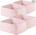 OIAHOMY 4 Pack 14.17 * 11.02 * 6.3IN Storage Baskets for Organizing Shelves, Woven Rope Baskets for Organizing Books, Clothes, Decorative Basket for Living Room, Nursery, Bedroom, Gift Basket, Pink