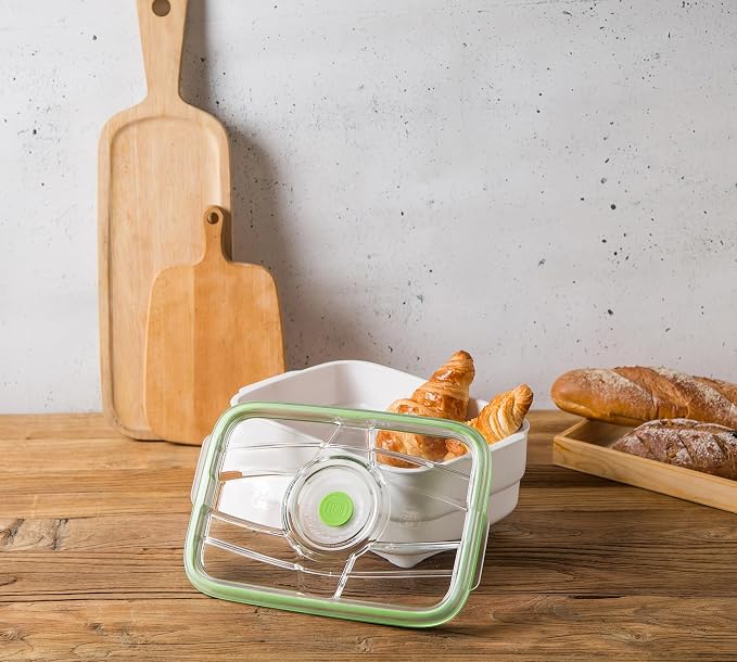 FOSA Extra Large Bread Box | 4L (135oz) Vacuum Sealed Bread Storage Container with Pump, Airtight Food Keeper for Homemade Bread & Baked Goods