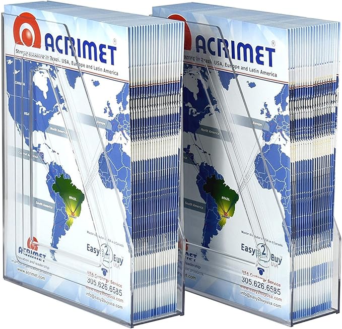Acrimet Magazine File Holder, Vertical Desk Organizer, Clear, 2 Pack | Durable Plastic, Office & Home Use, Rack Design for Folders and Mail, Space-Saving Storage