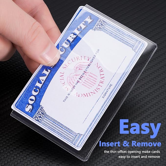 Social Security Card Protector, Clear Credit Card Sleeves, 10-Pack | Durable PVC Material, Clear & Easy to Read, Everyday Essential, Everyday Essential, 3.8 x 2.32 in