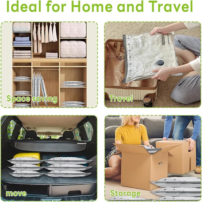 15 Pack Vacuum Bags for Travel with USB Pump,Cordless Travel Vacuum Bag Set for Luggage and Suitcase,Portable Space Saver Storage Seal Packing Bags for Clothing