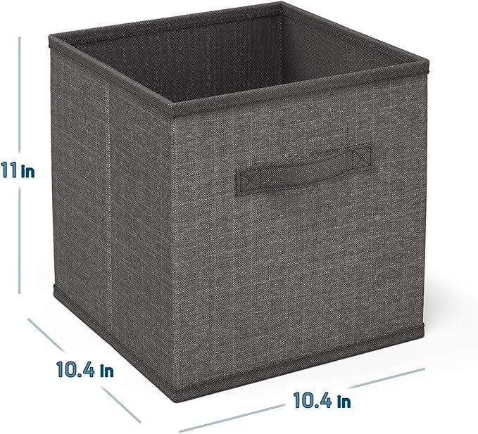 Nestl Cube Storage Bins, Foldable 12 Cube Storage Organizer Bins, Fabric Storage Cubes, Storage Basket with Handles, Grey Closet Storage Bins, 11-Inch Cube Storage Bins for Bedroom, Playroom and More