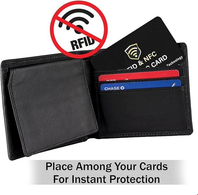 SaiTech IT 8 Pack RFID Blocking Card for Credit Debit ID Card, Black | Slim Anti-Theft Contactless NFC RFID Blocker Protector, Easily Fit into Wallet and Purse, for Men & Women