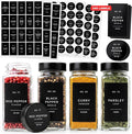 Minimalist Spice Jar Labels Self-Adhesive - 240 Stickers for Spice Jars, Spice Jars & Drawers, Round & Rectangular, Waterproof Spice Organiser Labels for Kitchen Organisation (Black)