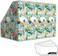 ANSSDO 6 Pack Cardboard Magazine File Holder Organizer - Teal Floral | 12 Pieces Lable Included; Easy Assemble and Label; Large Volume Recycable Storage Box for Letter-sized Documents or Textbooks