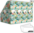 ANSSDO 12 Pack Cardboard Magazine File Holder Organizer - Teal Floral | 24 Pieces Lable Included; Large Volume Recycable Cardboard Storage Box; Easy Assemble and Label