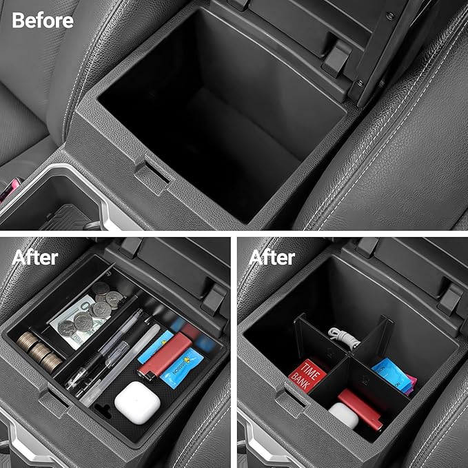 YOJOJOCO 3PCS Center Console Organizer Compatible with Toyota 2024 2025 2026 Tacoma Accessories Center Console Dividers Organizer Hidden Storage Box