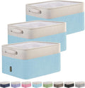BALEINE 3 Pack Fabric Closet Storage Bins for Shelves, Linen Closet Organizers and Storage, Decorative Baskets for Organizing, Shelf, Clothes, Home, Office (Skyblue, 15''x11''x9.5'')