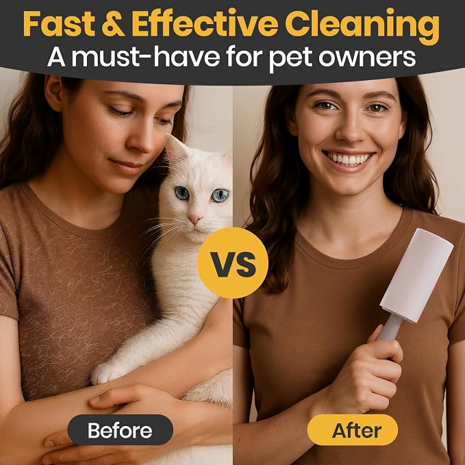 DELOMO Lint Roller for Pet Hair Extra Sticky, Mega Value Set of 1000 Sheets | 5 Handles + 10 Rollers, Clean Faster for Clothes, Couch, Bedding, Furniture & Car, Easy Peel Design for Multi-Pet Homes