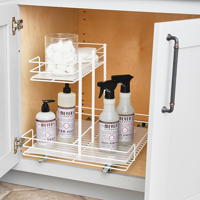 Household Essentials White Steel Double-Tier Pantry Organizer