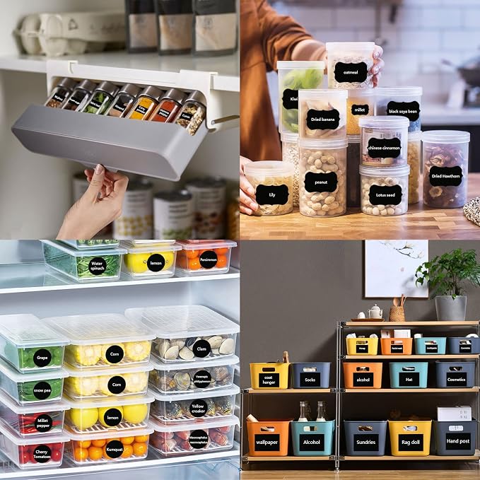 Chalkboard Labels, Removable Blackboard Label Stickers 192PCS with 2 Free Chalk Markers, Waterproof Reusable Labels for Food Containers, Mason Jars, Pantry, Bottles