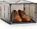 Translucent Black Shoe Storage Box, 2026 2nd Gen Thickened Hard Plastic Stackable Organizer with Magnetic Door, Folding Shoe Rack for Closet, Premium Sneaker Display Case, 1 Pack