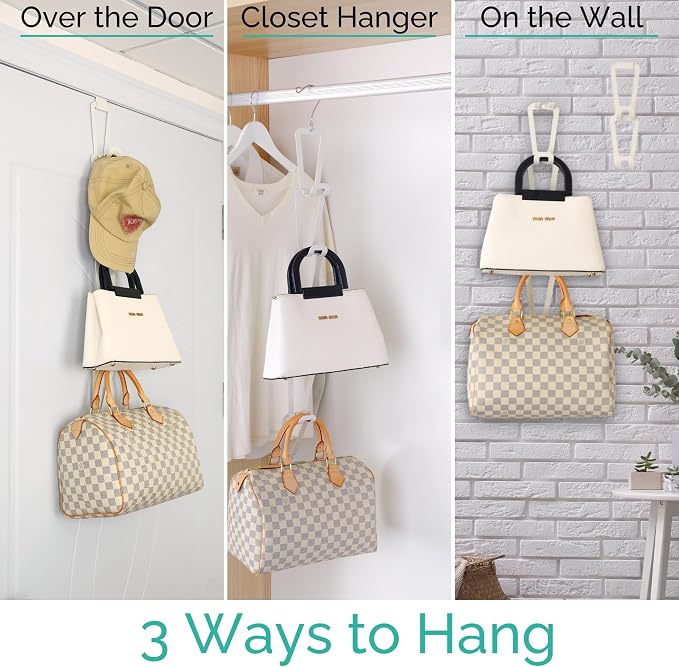 Stylish and Functional Purse Organizer for Wall, Over the Door Purse Organizer, Versatile Purse Rack for Wall - Ideal for Home or Office Use - Extra Accesories for More Options to Organize Your Space