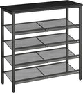 HOOBRO Shoe Rack for Entryway, 5-Tier Shoe Organizer with Adjustable Mesh Shelves, 12-16 Pairs of Shoes, Spacious Floor Mount, Metal, Industrial, Shoe Shelf for Closet, Black BB12XJ01