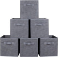 ShellKingdom Foldable Fabric Storage Cubes and Cloth Organizer Drawer for Closet and Toys, 6 Pack (Dark Gray with Black Stripe)