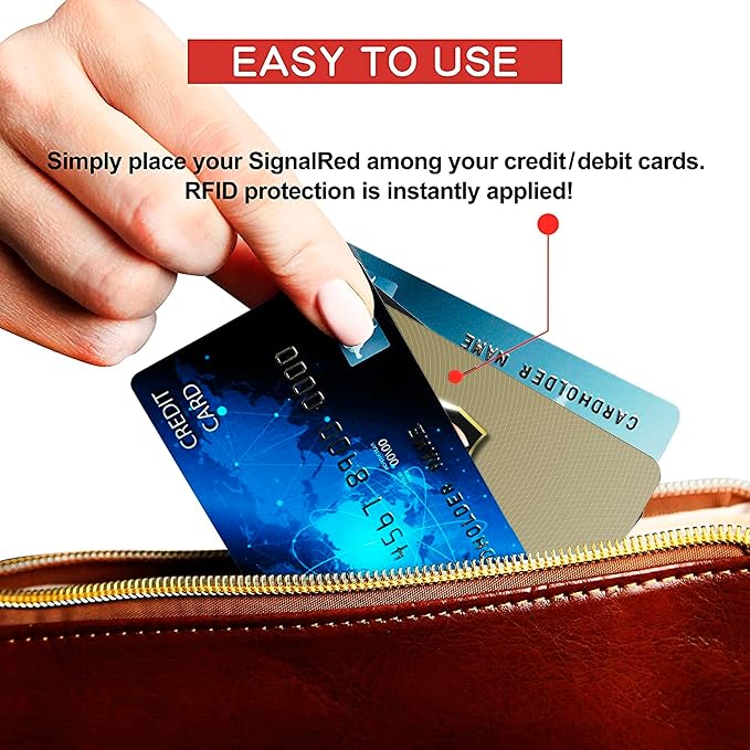 SaiTech IT 2 Pack RFID Blocking Card for Credit Debit ID Card, Golden | Slim Anti-Theft Contactless NFC RFID Blocker Protector, Easily Fit into Wallet and Purse, for Men & Women