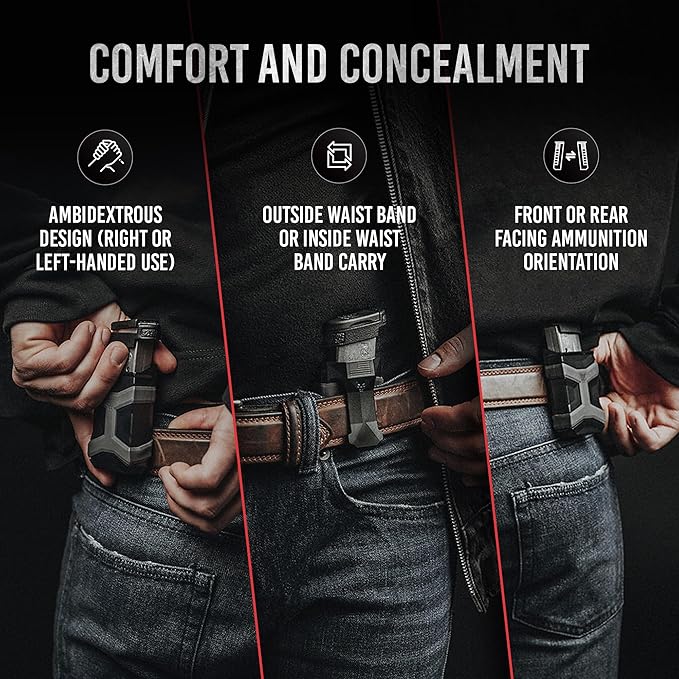 Gen 2 Universal Mag Carrier – Ambidextrous IWB/OWB Mag Pouch for Single & Double Stack Magazines. Fits Glock, 1911, S&W, Sig Sauer, Beretta & More.