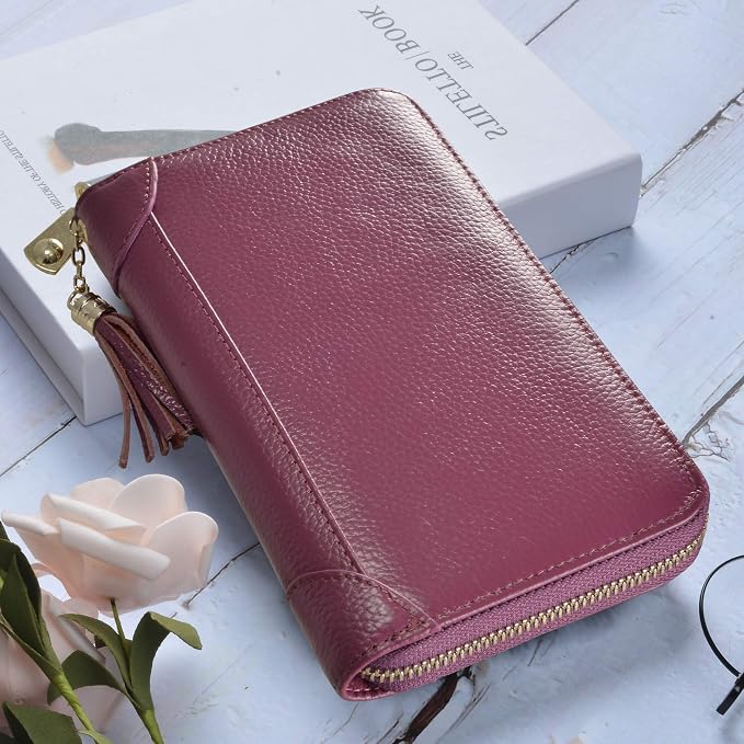 Easyoulife Credit Card Holder Wallet Womens Zipper Leather Case Purse RFID Blocking
