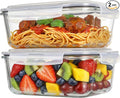 2 Pack 63oz Large Glass Storage Containers with Lids Big Meal Prep Food Container Set for Storing food, vegetables or fruits, BPA Free, Freezer Dishwasher Oven Safe (gray)