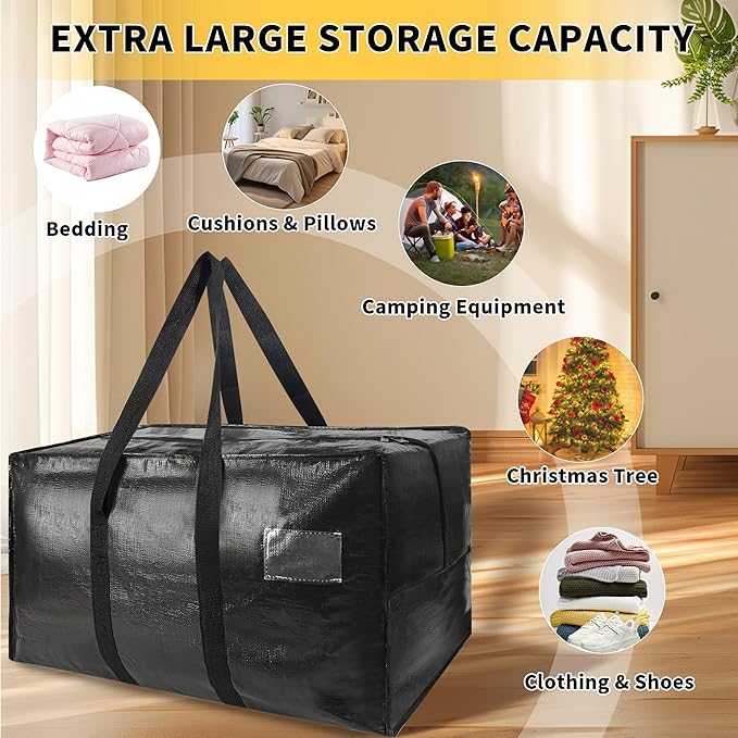 Heavy Duty Extra Large Moving Bags,69 Gallon Jumbo Packing Bags,Huge Moving Storage Bags with Strong Zippers & Carrying Handles,Reusable Big Moving Storage Bags for College Dorm Travel 1Pack