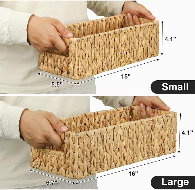 Toilet Paper Holder Bathroom Storage Wicker Basket Farmhouse Decor Small | Nesting Small Storage Basket, Bathroom Countertop Organizer, Water Hyacinth Woven, Home Decor