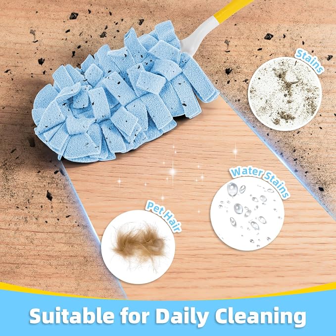 6 PCS Reusable Duster for Swiffer, Washable 360 Fleece Duster Refills for Fans, Floors, Blinds, Windows (Include 1 Handle & Laundry Bag)