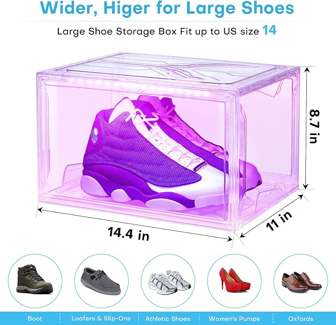 Oltraman LED Smart Shoe Boxes Display Case, Stackable Storage Organizers