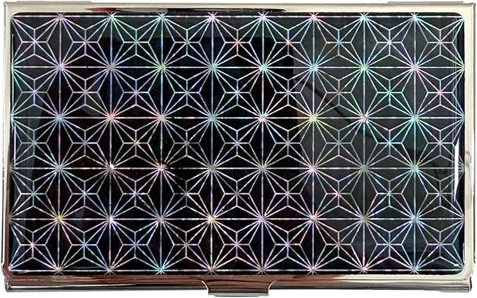 Mother of Pearl Business Card Case Credit Id Name Holder Travel Wallet Art Painting Design Metal Stainless Steel Engraved Slim Purse Pocket Cash Money Wallet (N_Mum Slim)