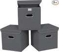 Closet Organizers Fabric Storage Bins With Lids Collapsible Cube Storages Organizer Basket With Handles,Storage Boxes for Clothes Storage,Office,Toys,3 Pack,（Grey