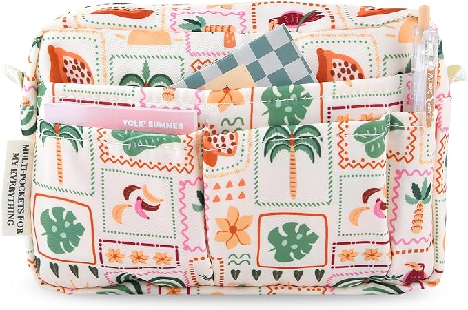 Multiple Pockets Portfolio Organizer with Zippered,Storage Pencil Pouch Bag | Waterproof Travel Toiletry Bag,Portable Pencil Pouch for Notebooks,Stationeries,Make-up,Journal Office Art Supplies,BechBlock
