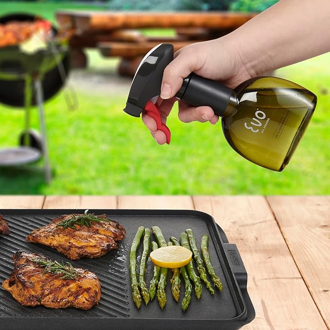 Evo Oil Sprayer Minis, Non-Aerosol for Olive, Cooking Oils, and Vinegars, 8-Ounce Capacity, 1 Each Yellow and Green | Non-Aerosol Sprayers, 8 Fl Oz, ~0.25 Tsp and Pull, Bpa and Dehp and Latex-Free Food-Safe Plastic, Twist-on Funnel