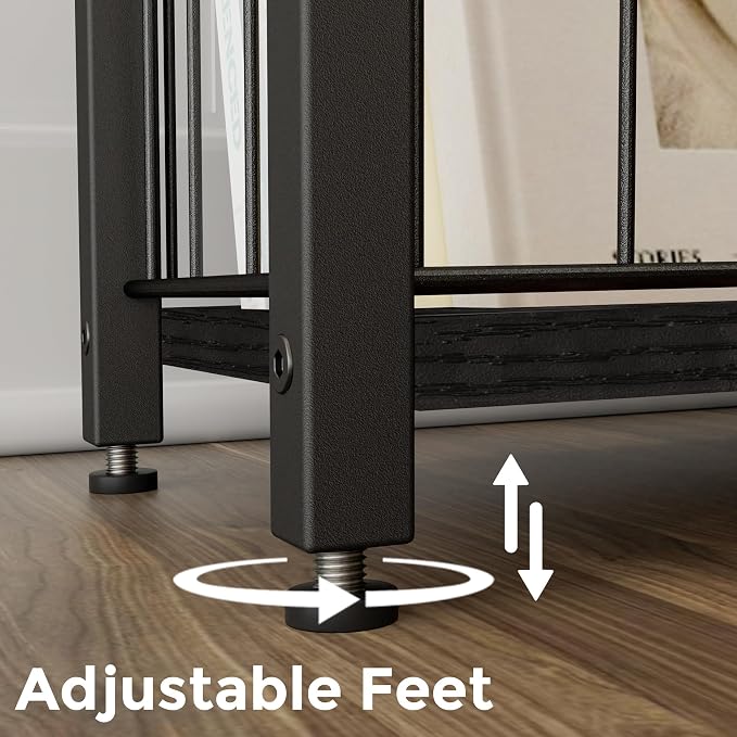 Homleke Narrow Side Tables Set of 2 with Magazine Holder, Skinny End Tables | Space-Saving Design, Small Spaces, Storage Shelf, Metal Frame, Easy Assembly, 7.1" D x 16.9" W x 23.6" H, Black