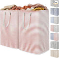 Lifewit 2 Pack Laundry Basket 80L Each, Collapsible Clothes Hamper with Reinforced Handles, Freestanding Waterproof Design for Bedroom and Laundry Room, Pink 160L Total