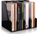 LALOBLUE 4 Pack Black Vertical Magazine File Holder Desk Organizer Bins | Plastic, Holds Magazines, Binders, Notebooks, Envelopes, 4 Pack Black Vertical Magazine File Holder Desk Organizer Bins