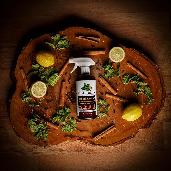 Natural Wood Cleaner & Furniture Conditioner - Plant-Based 16oz | Made in USA by Mint Naturals