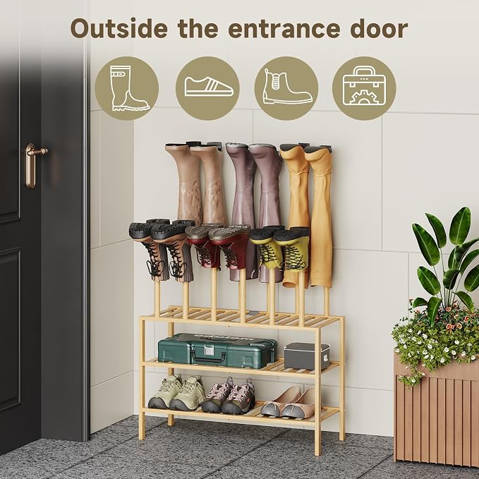 Detachable Boot Rack For Tall Boots Organizer,Outdoor Shoe Rack Storage | 3-Tier Multiuse Shoe Rack For Tall Boots,Closet Organizers And Entryway Storage,Suitable For All Seasons