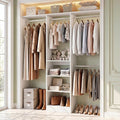 Besiost 48" Closet Organizer System, 4FT Closet System for Small Closets with 4 Hanging Rods & 3 Shelves, 80"H Small Closet Organizers and Storage for Bedrooms, Cloakrooms, White