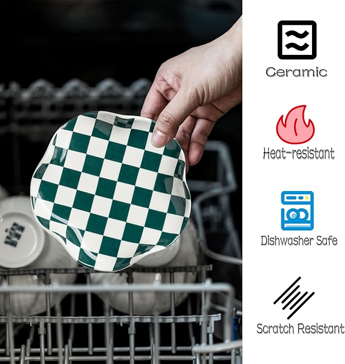 Miamolo Checkered Spoon Rest for Kitchen Counter, Cooking Spoon Holder for Stove Top, Large Utensil Spatula Rest Tray, Cute Kitchen Gadgets Gift for Housewarmings Weddings