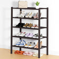 Smiry Bamboo Shoe Rack, 5 Tier Free Standing Wooden Shoe Organizer, Stackable Wood Shoe Storage Shelf for Closet, Entryway, 14 Vertical Slats, 2+2+1 Stack Heavy-Duty Legs, 26.8"x11"x32.5", Brown