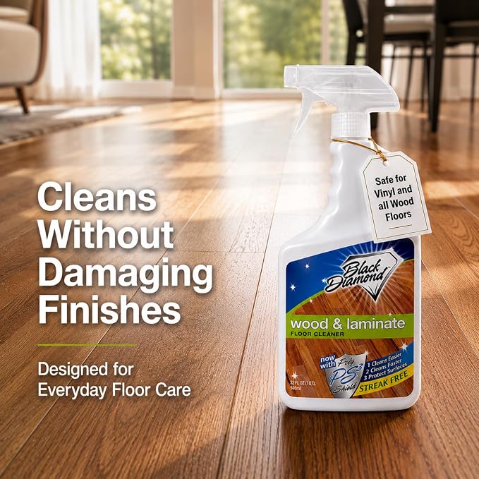 Black Diamond Stoneworks Wood & Laminate Floor Cleaner – No-Rinse Streak-Free Cleaner for Hardwood, Laminate, Engineered Wood & Luxury Vinyl Plank Floors (1 Quart)